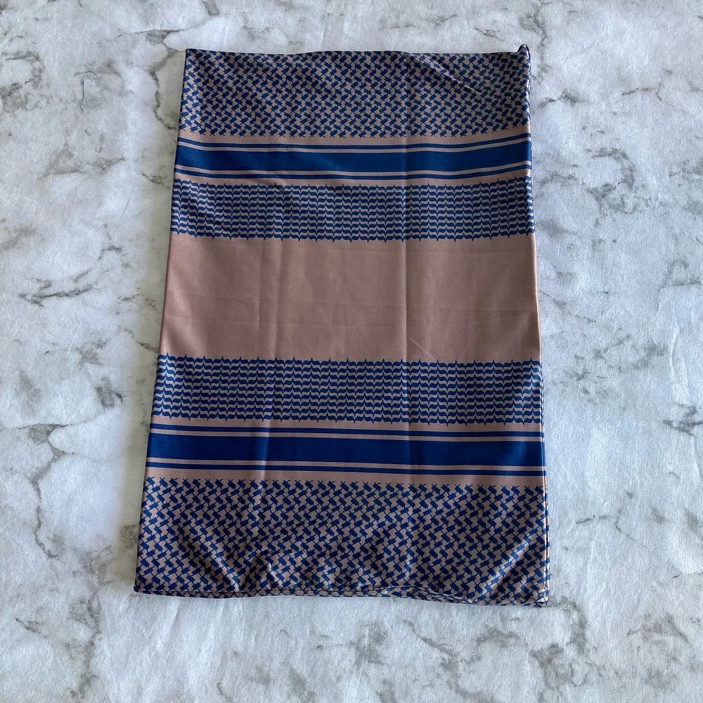 NWT Tan and blue neck gaiter scarf